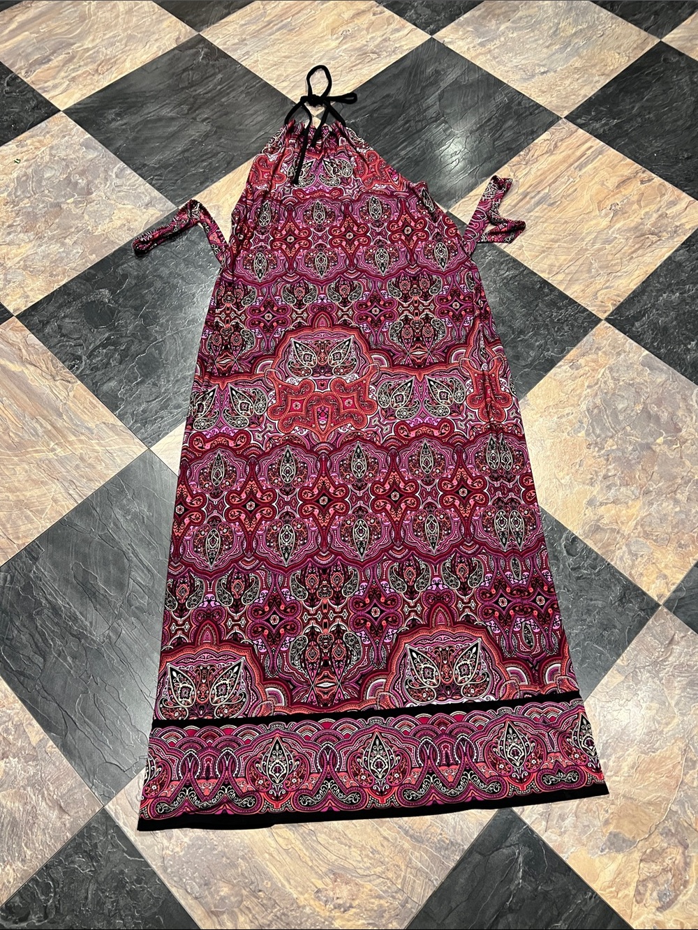 laundry BY DESIGN Pink Mosaic Halter Maxi Dress Size XL